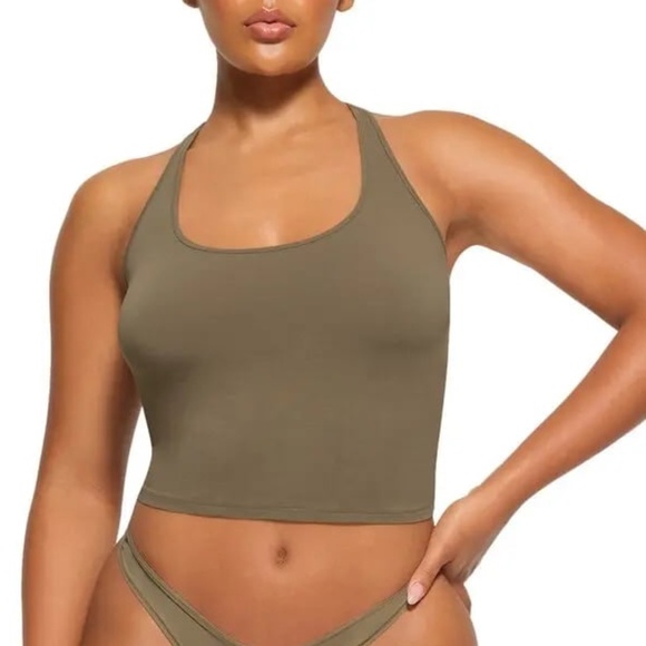 LAST CHANCE❗NWT SKIMS New Vintage Racerback Cropped Tank Army Small - Picture 1 of 8